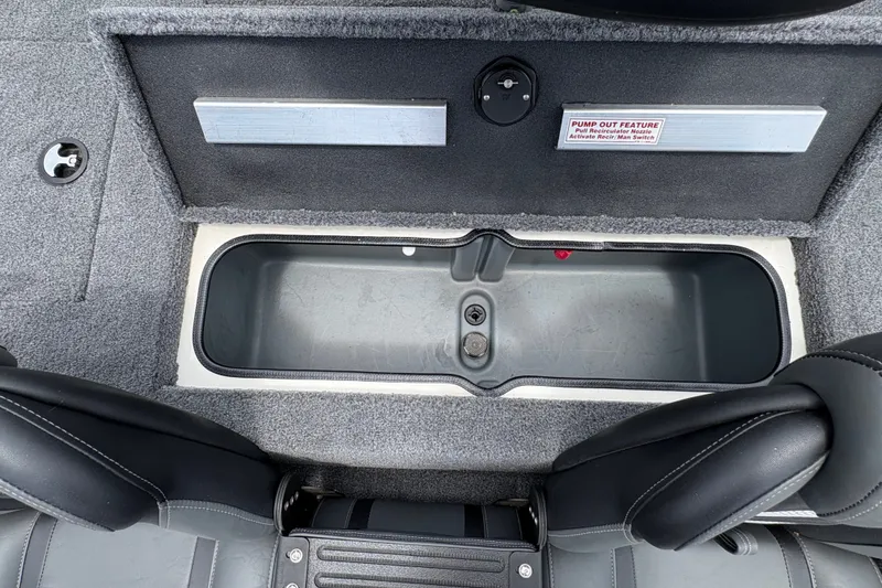 Slide: The Image of Interior view of 2026 Ranger RT188C boat, featuring storage compartment and seating. - 10