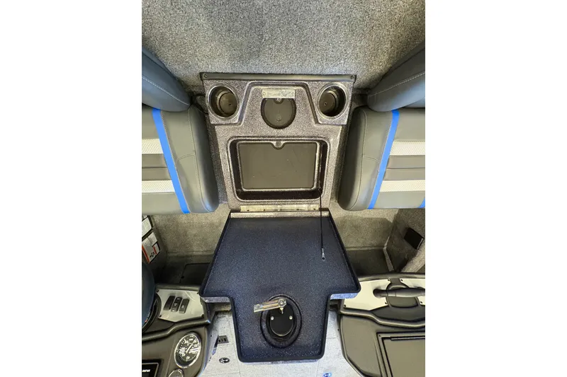 Slide: The Image of Interior of 2026 Ranger RT198P boat with cup holders and storage compartments. - 16