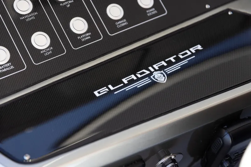 Slide: The Image of Control panel of 2025 Canados 571 Gladiator yacht with labeled buttons. - 12