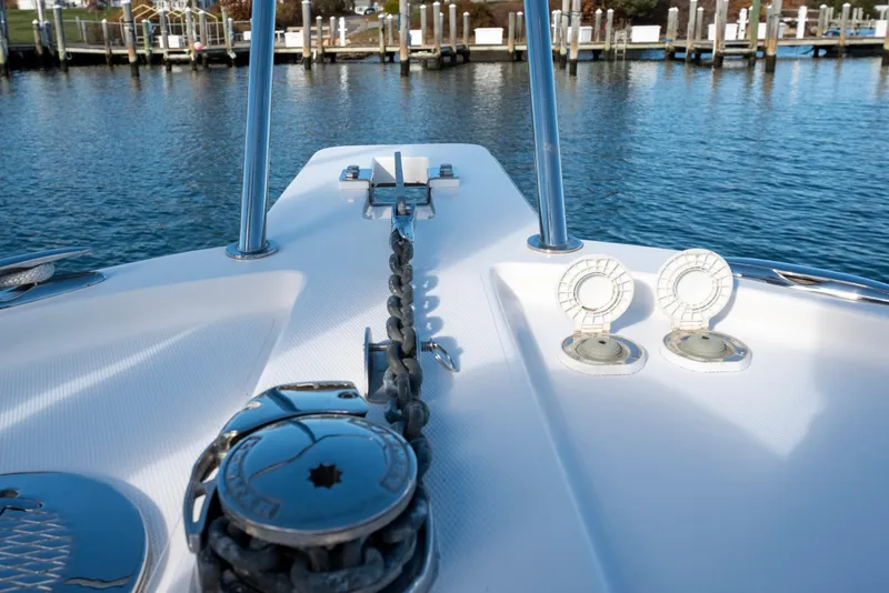 Slide: The Image of Bow view of 2021 NorthCoast 315 HT boat at marina. - 24