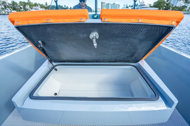 Slide: The Image of Open storage compartment on 2024 Goldfish 28 Tender boat. - 26