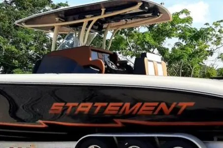 Slide: The Image of 2021 Statement 350 Open boat with sleek design and modern features. - 40