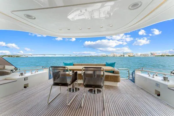 Slide: The Image of Luxurious 2018 Monte Carlo Yachts MCY 70 deck with stunning ocean view. - 18