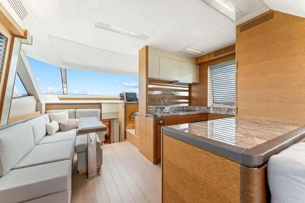 Slide: The Image of Luxurious interior of 2018 Monte Carlo Yachts MCY 70 with modern design and elegant furnishings. - 41