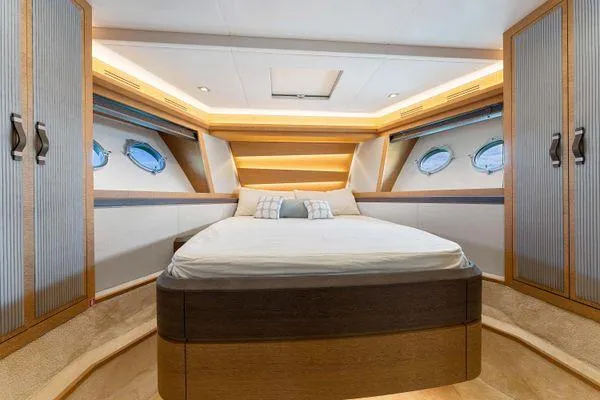 Slide: The Image of Luxurious bedroom interior of 2018 Monte Carlo Yachts MCY 70 with modern design. - 48