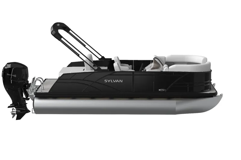 The Image of 2026 Sylvan Mirage 8520 CLZ DH PTS Tritoon boat in showroom, side view. - 0