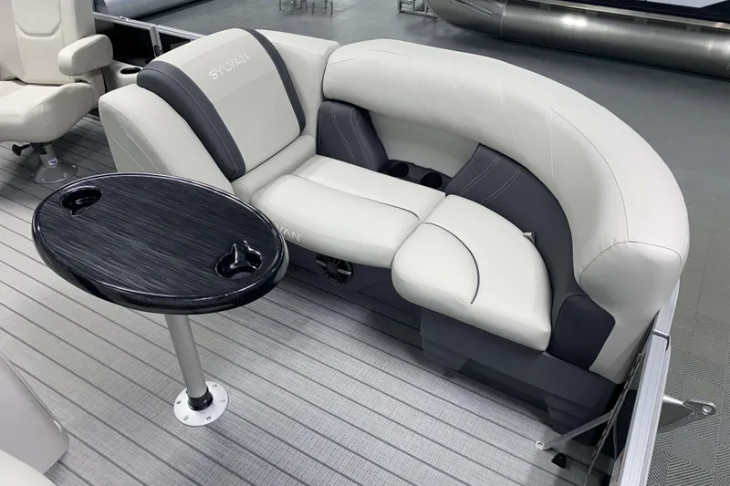 Slide: The Image of 2026 Sylvan Mirage 8520 CLZ DH PTS Tritoon with luxurious seating and cup holders. - 3