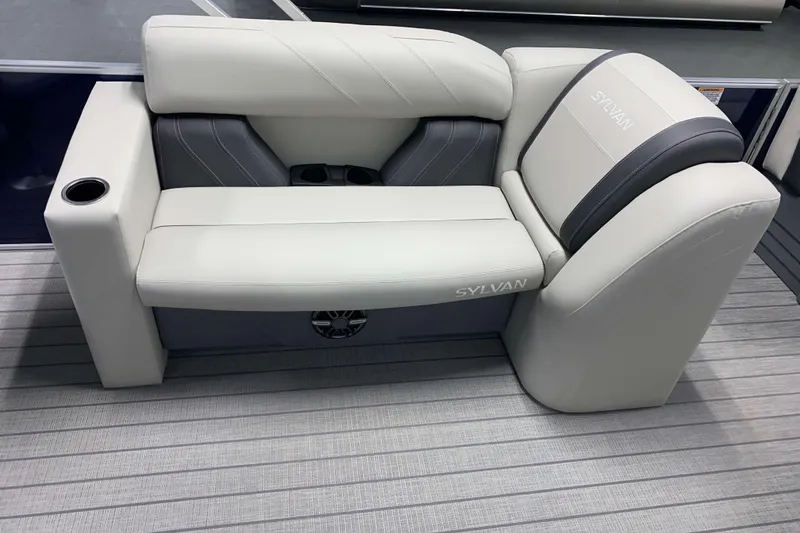 Slide: The Image of 2026 Sylvan Mirage Fish 8520 Party Fish boat seating with cup holder and sleek design. - 10