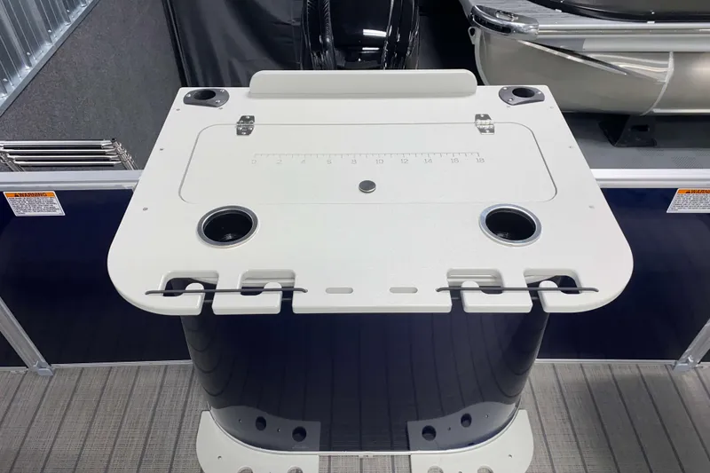 Slide: The Image of Fishing station on 2026 Sylvan Mirage Fish 8520 Party Fish boat with cup holders and ruler. - 12