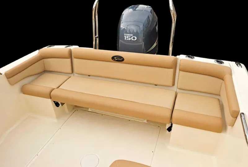 Slide: The Image of Manufacturer Provided Image: 2015 Scout 210 Dorado boat with Yamaha 150 engine and tan seating. - 45