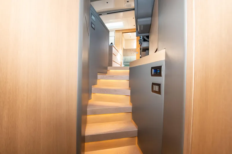 Slide: The Image of Staircase with ambient lighting inside 2016 Sanlorenzo SL86 yacht. - 26