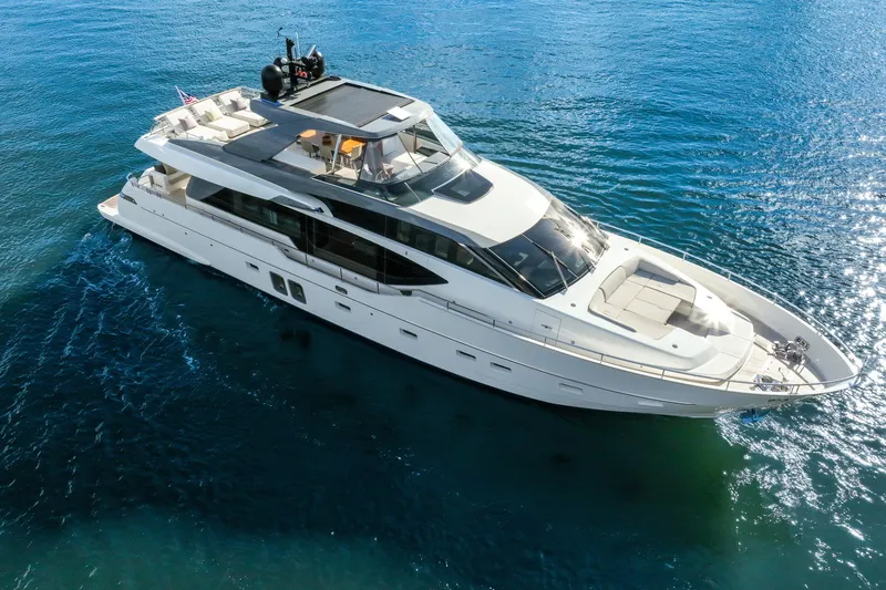 Slide: The Image of Luxurious 2016 Sanlorenzo SL86 yacht cruising on clear blue waters. - 29