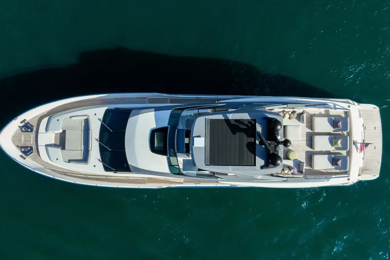 Slide: The Image of Aerial view of 2016 Sanlorenzo SL86 luxury yacht on calm water. - 5