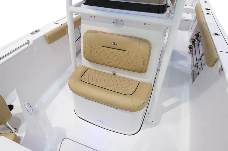 Slide: The Image of Manufacturer Provided Image: 2021 Sportsman Open 242 Center Console boat interior with tan cushioned seating. - 31