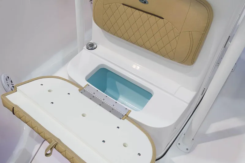 Slide: The Image of Manufacturer Provided Image: 2021 Sportsman Open 242 Center Console boat seat with storage compartment. - 39