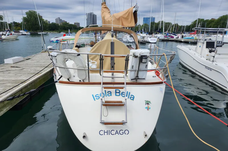 Slide: The Image of 1988 Sabre 42 sailboat "Isola Bella" docked in Chicago marina. - 3