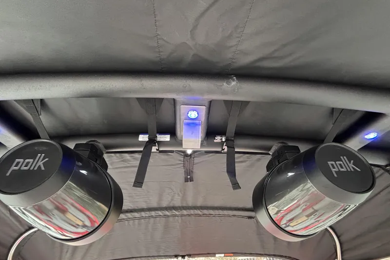 Slide: The Image of 2025 Montara 25 Surf Boss interior with Polk speakers and LED lighting. - 17