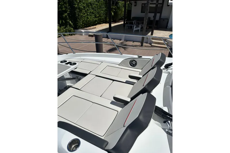 Slide: The Image of 2022 Jeanneau Leader 12.5 WA boat with sleek seating and modern design. - 10