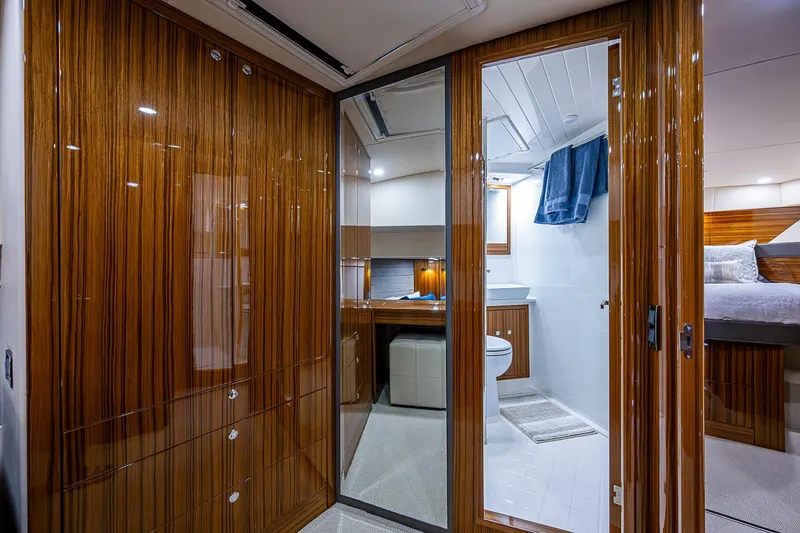 Slide: The Image of Luxurious interior of 2018 Maritimo M54 yacht with elegant wood cabinetry. - 67
