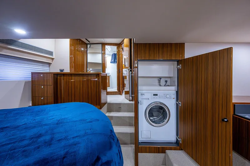 Slide: The Image of Luxurious interior of 2018 Maritimo M54 yacht with wood paneling and modern amenities. - 71