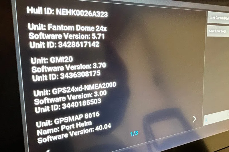 Slide: The Image of Display screen showing software versions and unit IDs - 27