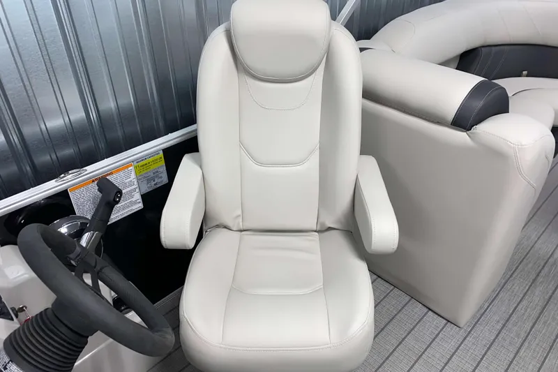 Slide: The Image of Captain's chair in 2026 Sylvan Mirage 8522 LZ pontoon boat, featuring sleek design and comfort. - 8