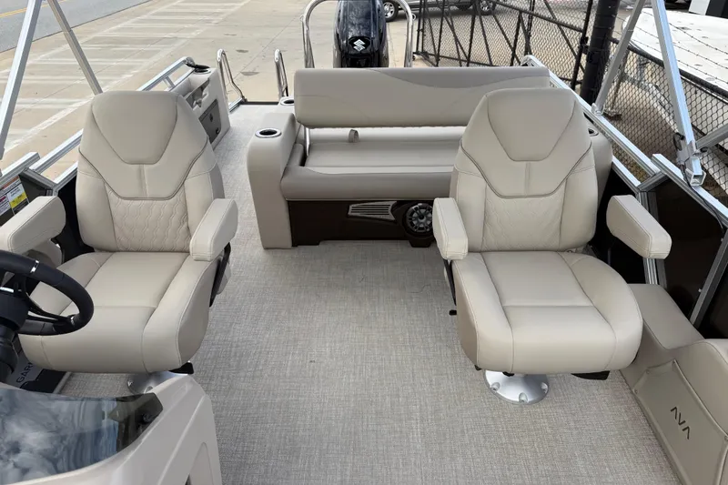 Slide: The Image of 2026 Avalon LSZ Versatile Rear Bench boat interior with luxurious seating and modern design. - 12