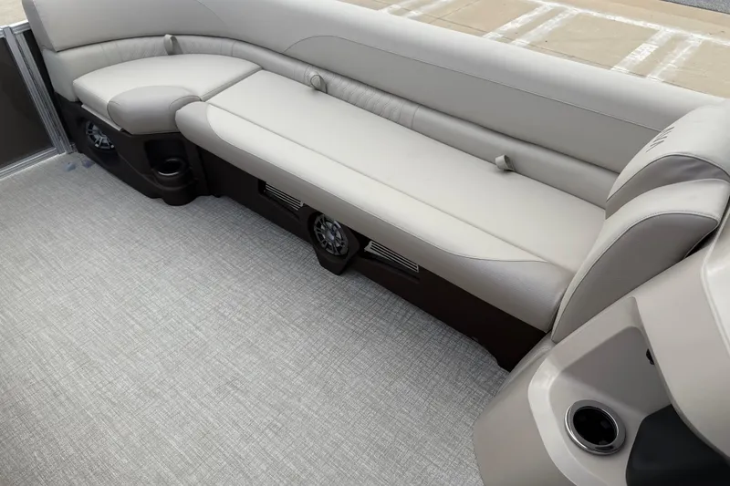 Slide: The Image of 2026 Avalon LSZ Versatile Rear Bench with beige upholstery and integrated speakers. - 31