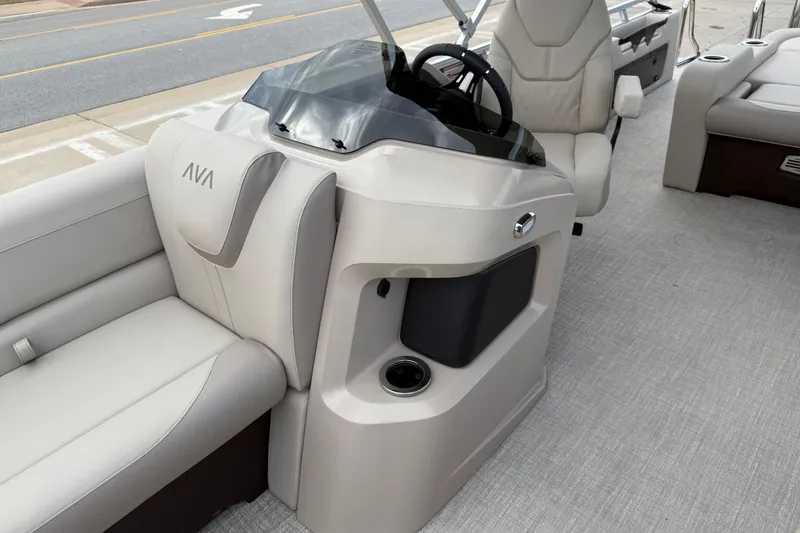Slide: The Image of 2026 Avalon LSZ Versatile Rear Bench boat interior with sleek seating and modern helm design. - 39