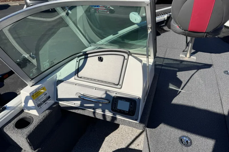 Slide: The Image of 2020 Ranger VS1682 WT boat interior with seating and control panel. - 6