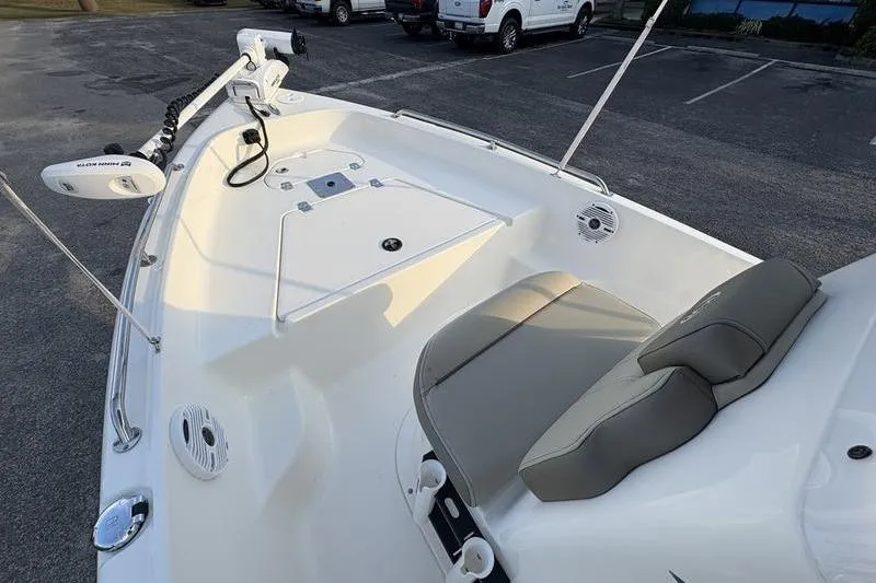 Slide: The Image of 2023 Key West 1720 Center Console boat interior with seating and equipment. - 22