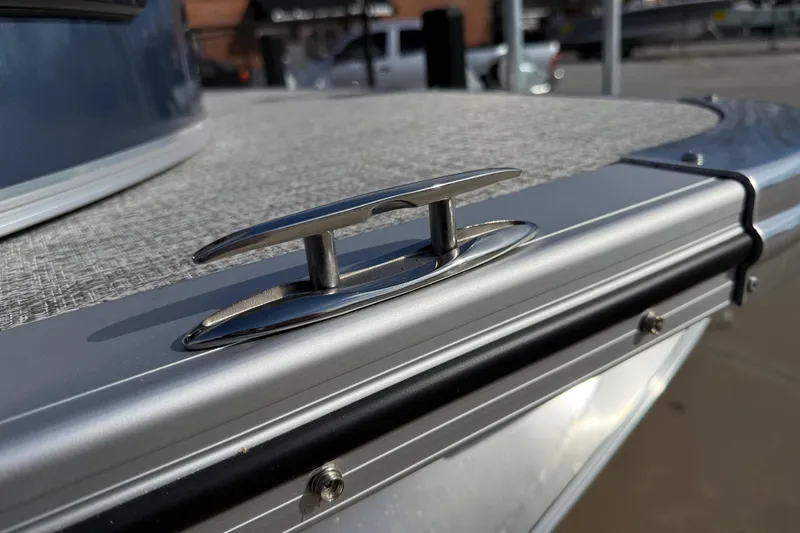 Slide: The Image of 2026 Avalon LSZ Versatile Rear Lounger boat cleat detail in sunlight. - 43