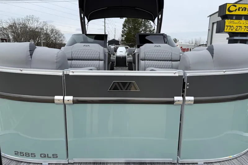 Slide: The Image of 2026 Avalon Catalina Quad Lounger Windshield pontoon boat with luxurious seating. - 10