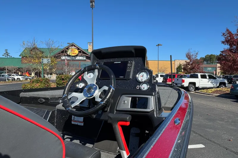 Slide: The Image of 2023 Nitro Z20 Pro boat dashboard at Bass Pro Shops parking lot. - 3