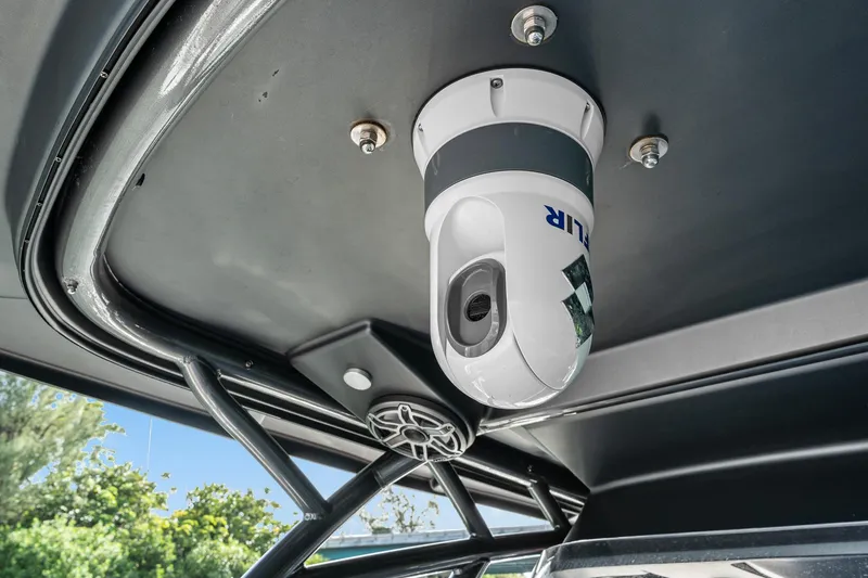 Slide: The Image of Security camera mounted on 2021 Nor-Tech 392 Super Fish boat ceiling. - 44
