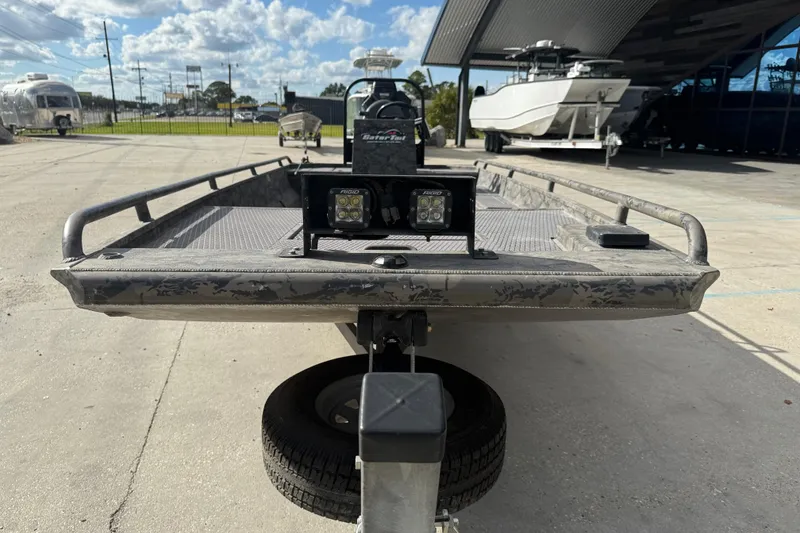 Slide: The Image of 2018 Gator Tail 1860cc Extreme boat on trailer, featuring Rigid LED lights. - 2