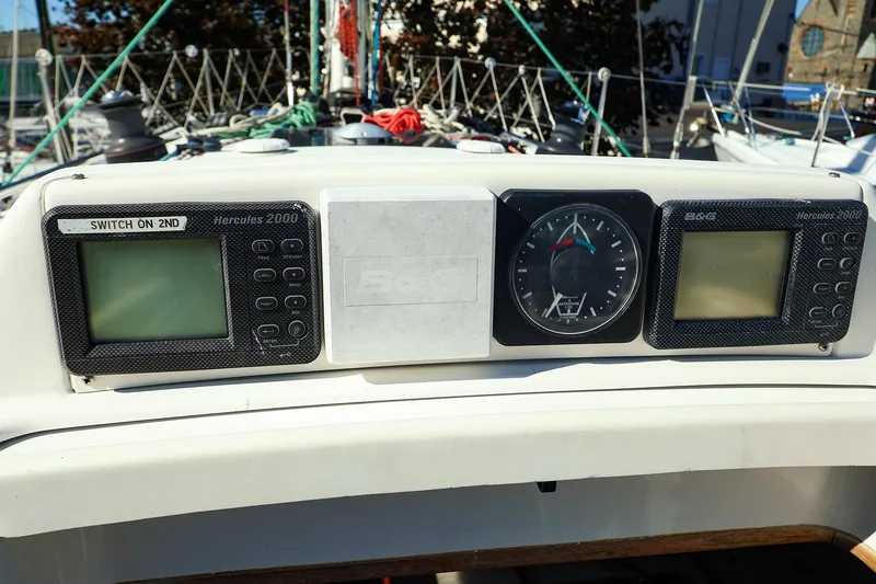 Slide: The Image of Control panel of a 2005 J Boats J/133 sailboat with navigation instruments. - 11