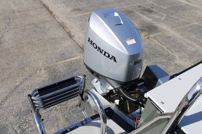 Slide: The Image of 2026 Avalon Venture 85 Rear Fish with Honda 150 outboard motor. - 38