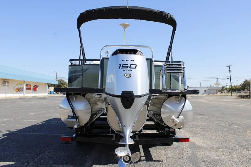 Slide: The Image of 2026 Avalon Venture 85 Rear Fish pontoon boat with Honda 150 VTEC engine. - 40