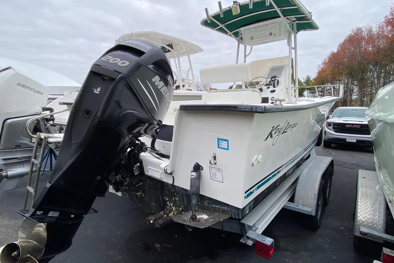 Slide: The Image of 2005 Key Largo 236 Center Console boat with Mercury 200 engine on trailer. - 2