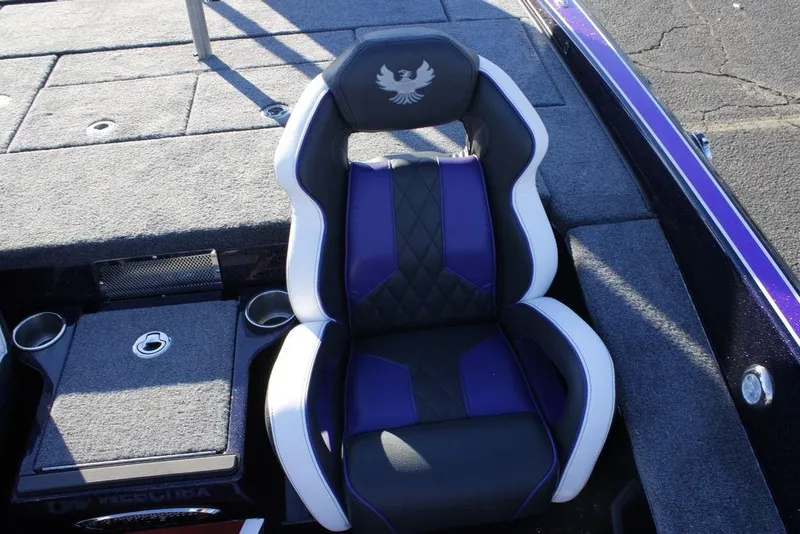 Slide: The Image of 2026 Phoenix 21 boat seat with purple and black design, featuring a phoenix emblem. - 14