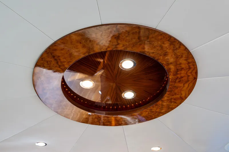 Slide: The Image of Luxurious wooden ceiling detail with lights on 2009 Ocean Alexander 52 Sedan yacht. - 25