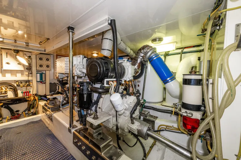Slide: The Image of Engine room of 2009 Ocean Alexander 52 Sedan with C-9 Caterpillar 567 HP  - 45