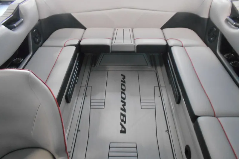 Slide: The Image of 2023 Moomba Max interior with spacious seating and sleek design. - 18