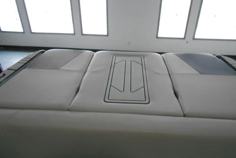 Slide: The Image of 2023 Moomba Max boat interior with sleek, modern upholstery design. - 21