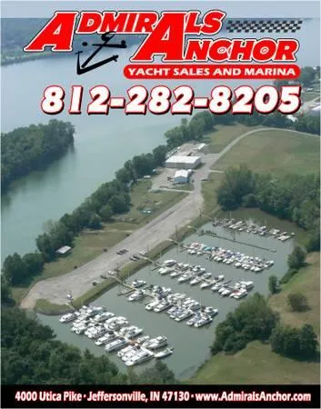Slide: The Image of Aerial view of Admirals Anchor marina with yachts, Jeffersonville, Indiana. Harris Sunliner 250, 2024 model. - 47