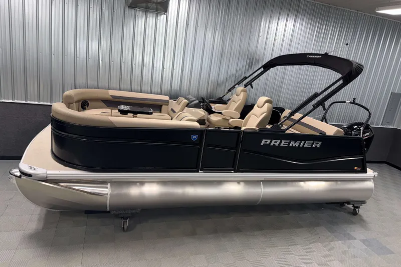 The Image of 2026 Premier 200 Sunscape RL pontoon boat with sleek design and beige seating. - 1