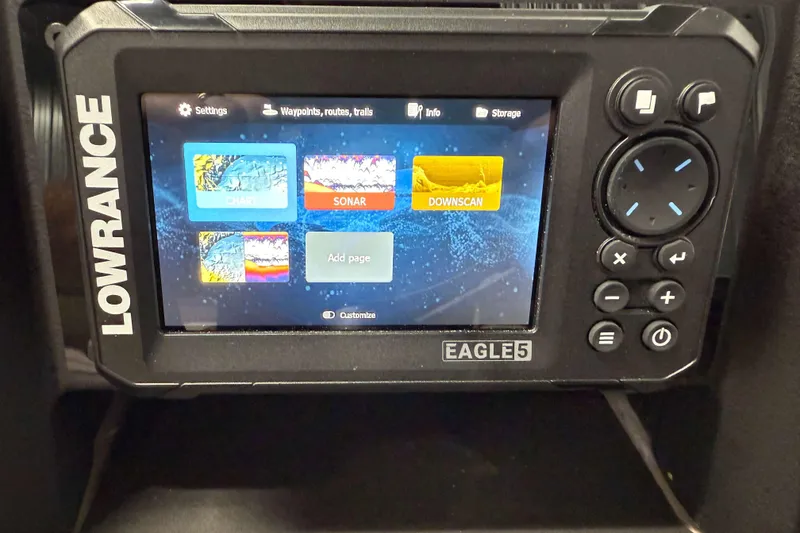 Slide: The Image of Lowrance Eagle 5 fishfinder display on 2026 Premier 200 Sunscape RL boat. - 17