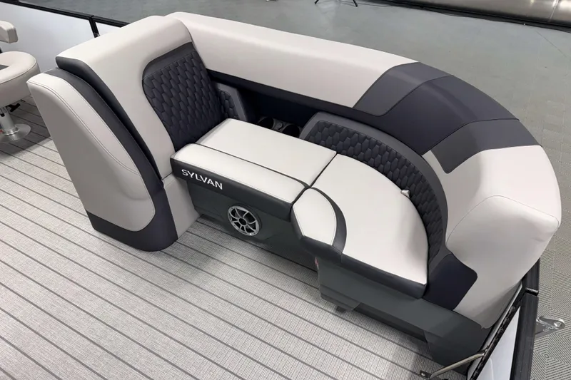 Slide: The Image of Luxurious seating on 2026 Sylvan L3 LZ boat, featuring modern design and premium materials. - 2