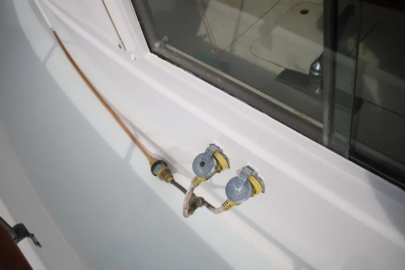 Slide: The Image of 1974 Grand Banks 42 Classic boat deck with electrical connections. - 2